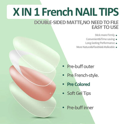 Salon-Quality 3-in-1 French Gel Nail Tips