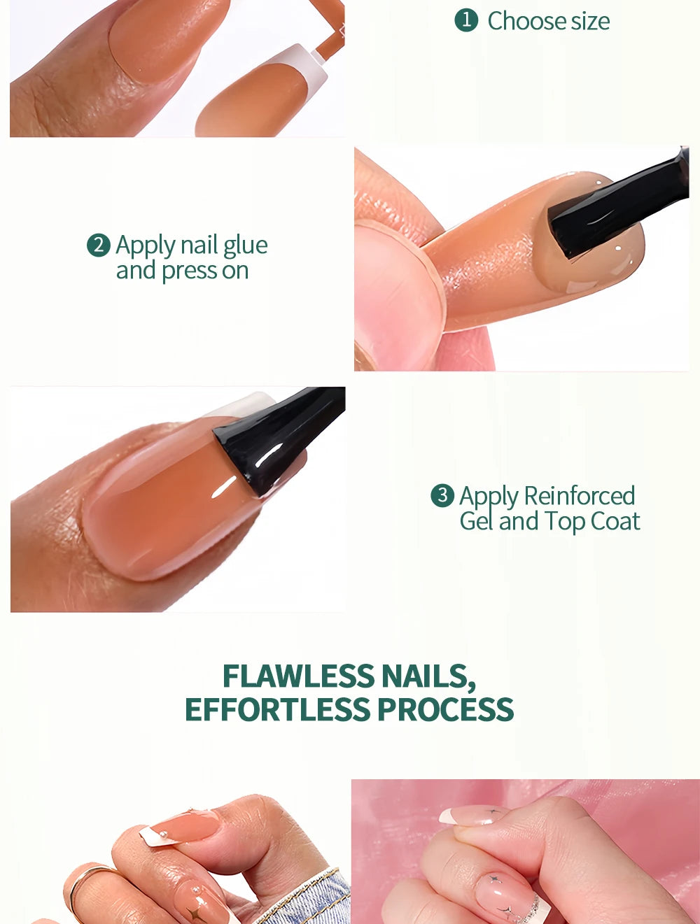 Salon-Quality 3-in-1 French Gel Nail Tips