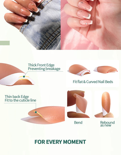 Salon-Quality 3-in-1 French Gel Nail Tips